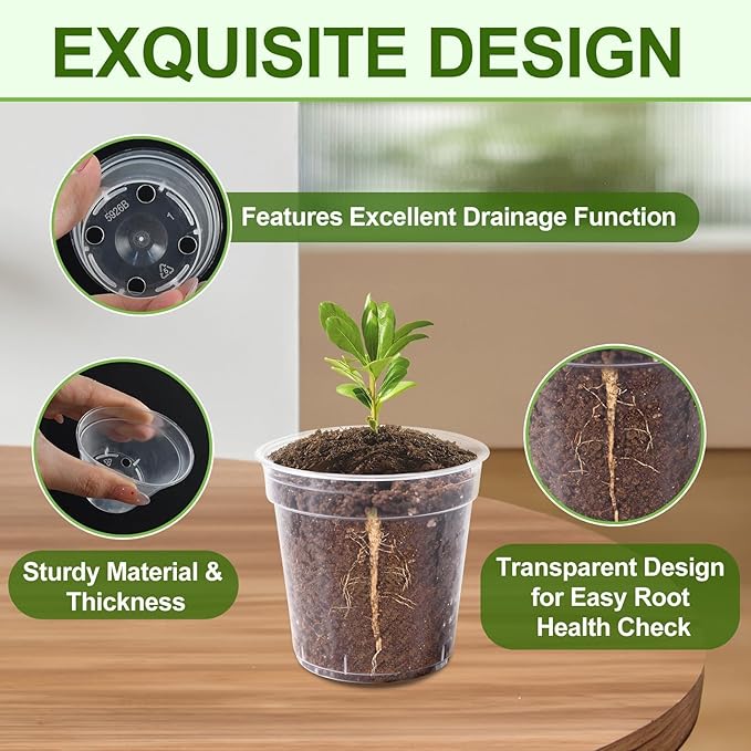 240 Pcs Clear Mini Nursery Pots for Plants, 2 Inch Plastic Seedling Clear Plant Pots with Drainage Holes, Seed Starting Trays for Various Seeds Indoor & Outdoor Flower Planters
