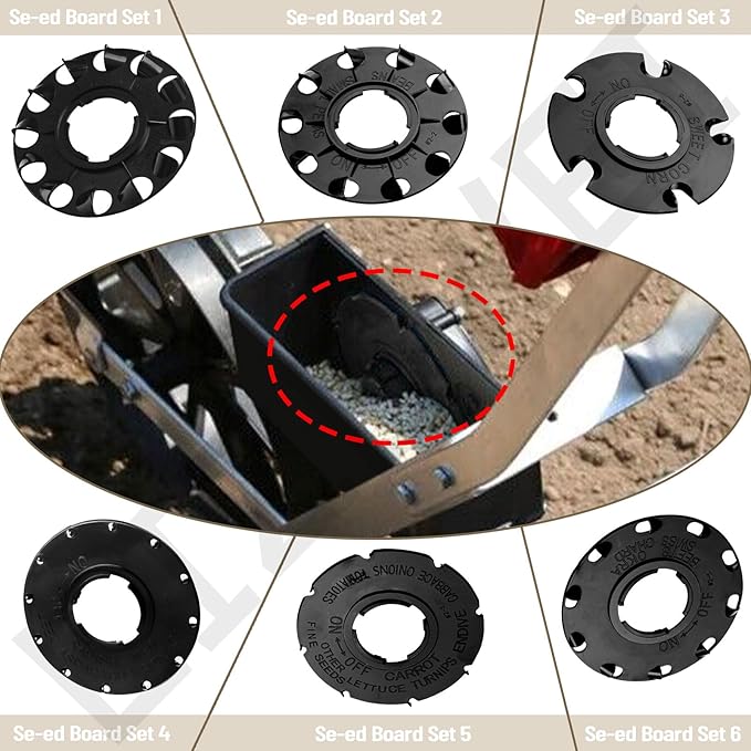 60009 60010 Optional Seed Plate 12 Set for EarthWay 10001 1001-B Garden Seeder Plants, Earth-Way Seed Plates, Works for Sweet Corn, Radish, Leek, Asparagus, Spinach, Carrot, Beans and More