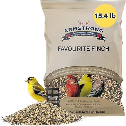 Armstrong Wild Bird Food Favourite Finch Bird Seed Blend, 15.4 Pounds - with White Millet, Canola, Nyjer and Sunflower Kernel Chips for American Goldfinches, House Finches & Songbirds