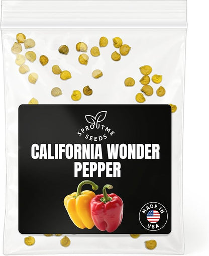 California Wonder Pepper Seeds for Planting – 50 Sweet Bell Pepper Seeds, Large Thick Wall Heirloom Variety, Non-GMO, High Germination, Indoor & Outdoor Garden (Capsicum annuum)