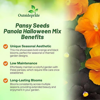 Outsidepride Panola Halloween Mix Viola Pansy Seeds for Planting - 50 Pcs. Biennial, Cold-Hardy & Pollinator Friendly Flowers with Fragrant Blooms for Garden Beds, Borders & Container Displays