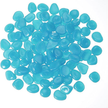 PATIKIL Glowing Stones, 300 Pcs Glow in The Dark Rocks for Indoor Outdoor Fish Tank Decorations Garden Yard Landscaping Gifts for Friends, Light Blue