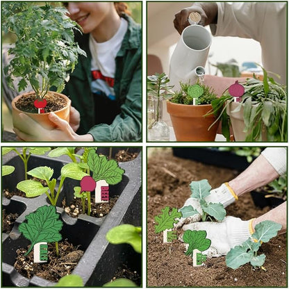 arricraft 15 Pcs Hollowed Out Shaped Wooden Plant Tags, Colorful Vegetable Shape Waterproof Garden Stake Vegetable Marker for Indoor Outdoor Potted Plant Nursery Marker Decoration