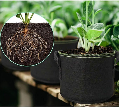 LINERY 15-Pack 15 Gallon Planting Grow Bag Black Heavy Duty Thickened Grow Bags Upgrade Hemming Process Grow Bag with Handles Non-Woven Fabric Plant Pots【15-15G】