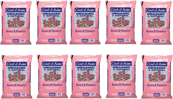 Coast of Maine Roses and Flowers, 20qt (Pack of 10) Organic and Natural Planting Soil for Roses, Annual and Perennial Flowers