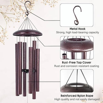 ASTARIN Personalized Memorial Wind Chime for Loss of Loved One 30/36/42 inch, Sympathy Deep Tone Wind Chimes for Mom Dad/Mother Father, Remembrance Gifts for Grief Condolence Funeral,Produced in USA