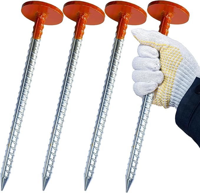 Rebar Survey Marker Stakes, 12 Inch Long - 1.35 LB Heavy Duty, Hi-Vis Orange (4 Pack)