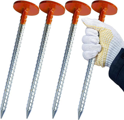 Rebar Survey Marker Stakes, 12 Inch Long - 1.35 LB Heavy Duty, Hi-Vis Orange (4 Pack)