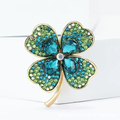 St.Patrick's Day Brooches for Women Dainty Crystal Four Leaf Lapel Pin Shamrock Hat Brooch Pins Irish Enamel Brooches Irish Holiday Costume Accessory Jewelry