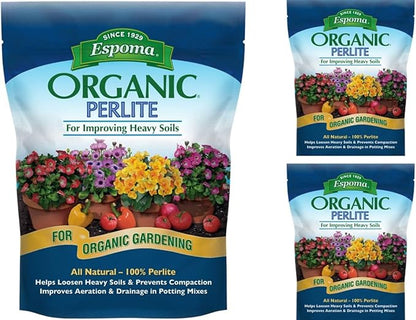 Espoma Organic Perlite; All Natural and Approved for Organic Gardening. Helps Loosen and Aerate Heavy Soils, Prevent Compaction & Promotes Root Growth – Pack of 3