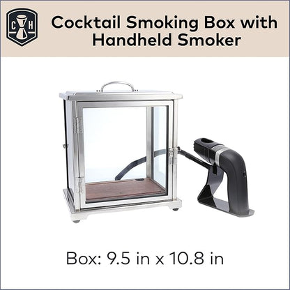 Crafthouse by Fortessa Glass Cocktail Smoking Box with Handheld Smoker