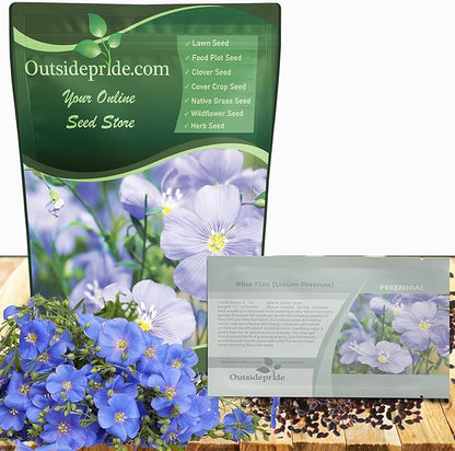 Outsidepride Blue Flax Seeds - 5 lbs Perennial Flower Seeds for Planting, Self-Seeding, Drought-Tolerant w/Compact Growth, Ideal for Small Gardens, Meadows, Borders, or Mass Plantings