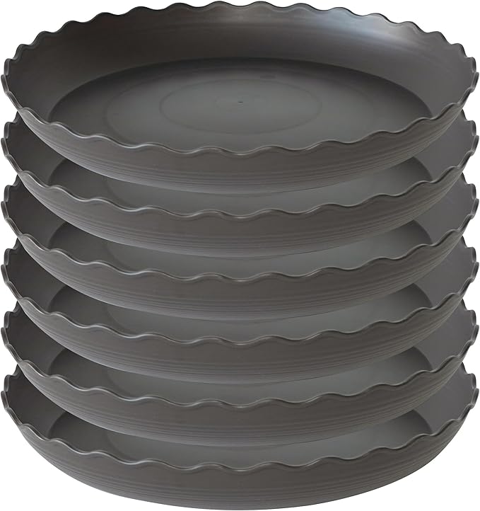 6 Pack Plant Saucer 8 inch, Heavy Duty Plastic Plant Water Tray, Planter Saucers, Flower Pot Tray Water Trays for Plant Pots (Brown)