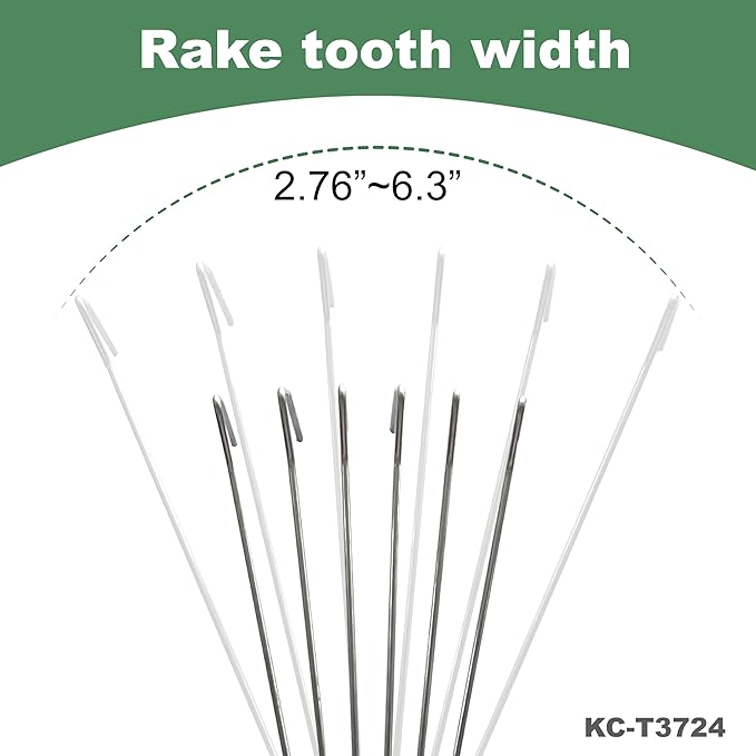SUMIO Adjustable Hand Rake – 6-Tine Wire Broom, 4-Position Rake Head, Rust-Resistant for Tight Spaces, Debris Cleanup (Green)