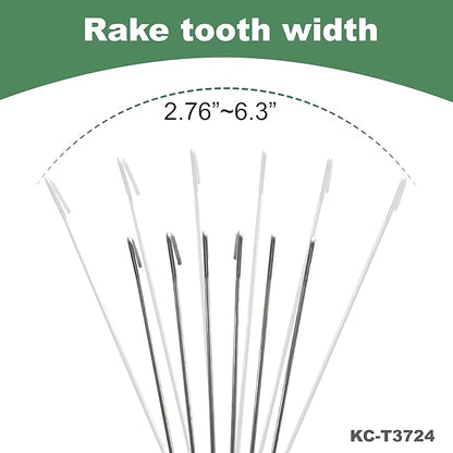 SUMIO Adjustable Hand Rake – 6-Tine Wire Broom, 4-Position Rake Head, Rust-Resistant for Tight Spaces, Debris Cleanup (Green)
