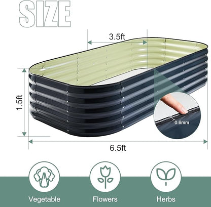 Galvanized Steel Raised Garden Bed 8x2ft Oval - 17" Tall 9-in-1 Modular Metal Planter Box for Vegetables/Flowers, Rust-Proof Outdoor Planters with Rubber Edge (Grey)