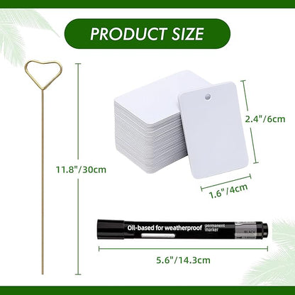 Plant Labels Kit, 20 PCS 12'' Copper Plant Tags Stakes with 40 PCS 1.97'' x 3.54'' Reusable Garden Labels Outdoor Waterproof Plus Marker Pen