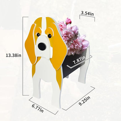 Beagle Dog Planter, Cute Animal Shape Flower Planters, Plant Pots for Indoor/Outdoor Garden Decor, Unique Gifts/Souvenirs for Pet Lovers