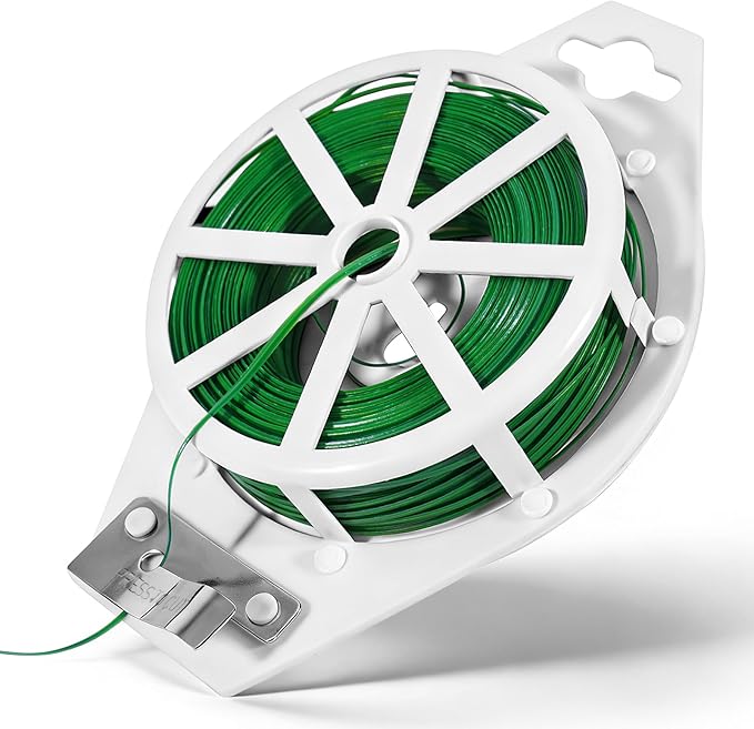 Green Twist Ties, 328 Feet (100m) Sturdy Plant Ties with Cutter, Rustproof & Flexible Gardening Ties for Tomatoes, Vines & Flowers, Twist Tie Use for Indoor/Outdoor Home & Office