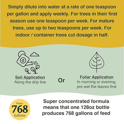 Farmer's Secret Citrus Tree Booster Fertilizer (128oz) - Super Concentrated - Formulated for All Citrus Trees Including All Types of Lemons, Limes, and Oranges - Outdoor and Indoor/Container Trees