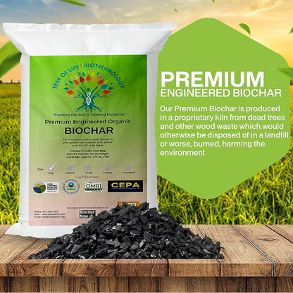 Premium Engineered Biochar Soil Amendment (Chip 30 Qts) – 100% Natural Active Carbon Award-Winning Biochar for Gardens | Organic Soil Amendment for Plants, Boosts Nutrients & Reduces Fertilizer Use