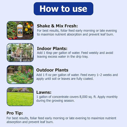 Neptune's Harvest Fish Fertilizer 2-4-1-36oz Bottle (Pack of 1) - Organic Liquid Plant Fertilizer - Fish Hydrolysate for Vegetables, Flowers, Fruit, Trees, Grass - Indoor and Outdoor Plant Food