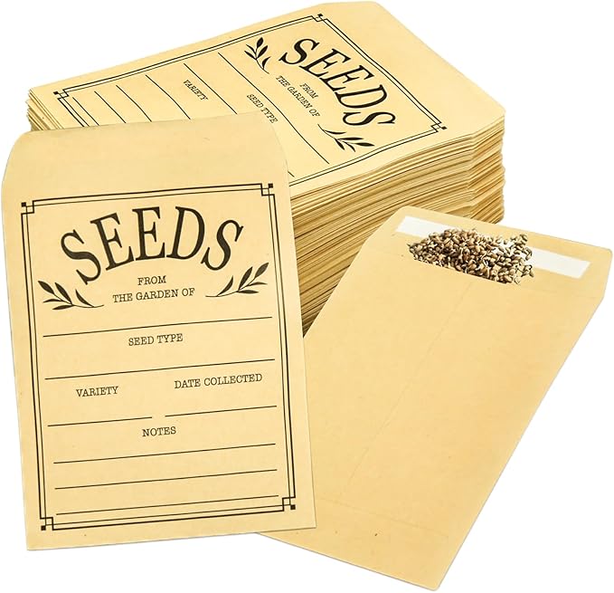 150 Pcs Seed Envelopes, Resealable Seed Packets Envelope Self Adhesive Sealing Seed Saving Envelopes Small Brown Paper Seed Storage Envelopes 3.1x4.7 Inch for Collection of Flower Vegetable Seeds