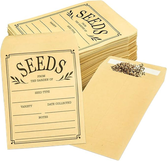 150 Pcs Seed Envelopes, Resealable Seed Packets Envelope Self Adhesive Sealing Seed Saving Envelopes Small Brown Paper Seed Storage Envelopes 3.1x4.7 Inch for Collection of Flower Vegetable Seeds