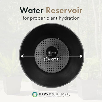 Tierra Verde Indoor & Outdoor Self-Watering Urn Planter, Cadence, 14" x 23", Black - Planting Containers for Plants and Flowers - Gardening and Landscaping Accessories