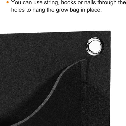 MECCANIXITY Vertical Hanging Grow Bag with 3 Pockets, Wall Mounted Felt Fabric Flowerpot Bag Plant Container for Garden Home Decoration, Black