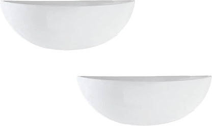 MyGift White Ceramic Wall Planters for Indoor Plants, Half Bowl Hanging Vase, Wall Mounted Succulent Planters, Set of 2
