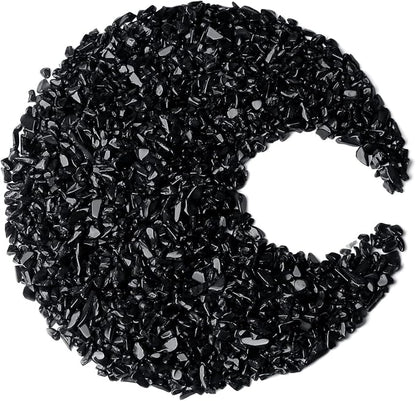 ZHIYUXI 1 lb Obsidian Crystal Chips Bulk Fish Tank Decorations Aquarium Rocks Gravel Vase Filler Stones Crystals for Candle Making Witch Kit Gravel for Plants Quartz Sand Gemstone Terrarium Supplies
