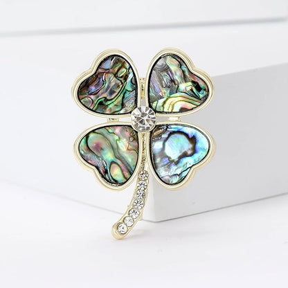 St.Patrick's Day Brooches for Women Dainty Crystal Four Leaf Lapel Pin Shamrock Hat Brooch Pins Irish Enamel Brooches Irish Holiday Costume Accessory Jewelry