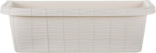Apollo Exports International AP-30312 24" Adjustable Railing Planter, Ratan Look, White