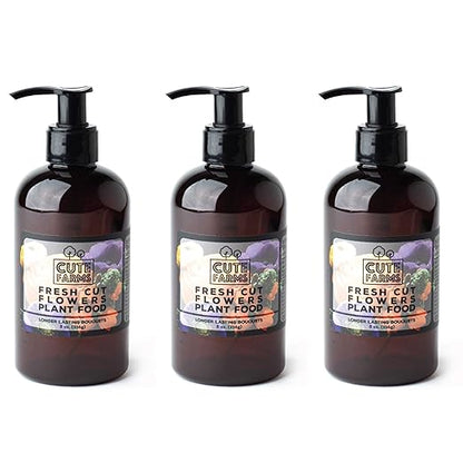 Fresh Cut Flower Food for Longer Lasting Blooms | Gentle Plant Food Concentrate (Three - 8 oz. Bottles)