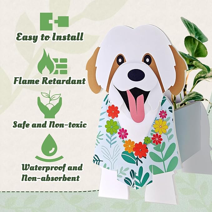 Shih Tzu Planter, Cute Animal Shape Flower Planters, Plant Pots for Indoor/Outdoor Garden Decor, Unique Gifts/Souvenirs for Pet Lovers (Hawaiian-Style Shih Tzu)