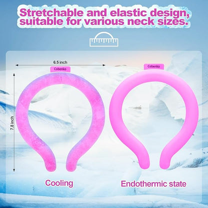 Neck Cooling Tube with Cold Insulated Bag,Reusable 18℃/64℉ Ice Neck Ring Wearable Body Cooling Products for Summer (Rose)