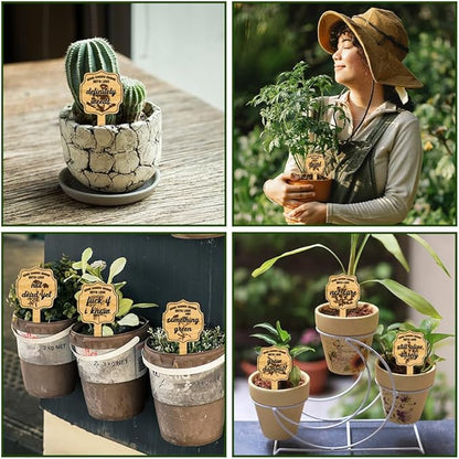 arricraft 15 Pcs Wooden Plant Tags, Waterproof Garden Stake Labels Weeding Plant Marker with Text for Indoor Outdoor Potted Plants Nursery Marker Decoration