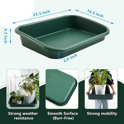 Vesici 3 Pcs Potting Trays Garden Large Plant Trays Plastic 23.3 x 16.5 x 4.3 Inches for Seeding, Mixing, Growing and Pot Storage for Succulent, Cactus Etc