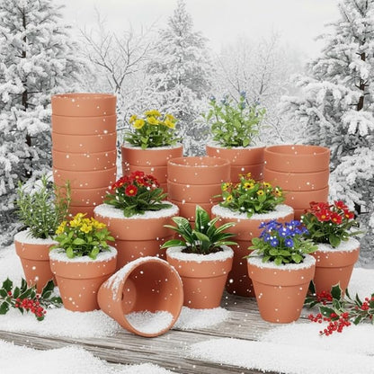 24 Pack 4 Inches Terracotta Plant Pots, Terra Cotta Planter with Drainage Holes, Perfect for Planting, Painting, Weddings and Parties