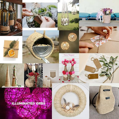 PerkHomy Natural Jute Twine 600 Feet Long Twine String for Crafts Gift Wrapping Packing Gardening Crochet Knitting Macrame Decor (Brown 2mm * 600feet)