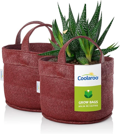 Coolaroo 2-Pack 2 Gallon Heavy Duty Plant/Vegetable/Herb/Fruit Breathable Fabric Planter Pot Grow Bags with Handles, Brick