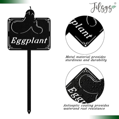 Metal Seed & Plant Labels - Plant Markes for Seedlings-Plant Tags for Pots - Garden Signs for Vegetable - Durable Markers for Plants Outdoor Waterproof - Garden Decor for Farmhouse(Eggplant)