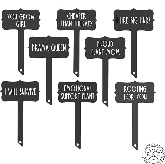 Humorous House Plant Stake - House Plant Markers, Funny Plant Signs for Succulent Flowers Greenery Plants Tags Steel Plant Labels Outdoor Indoor Garden Stakes for Potted Plant - 16 Options (5 Pack)