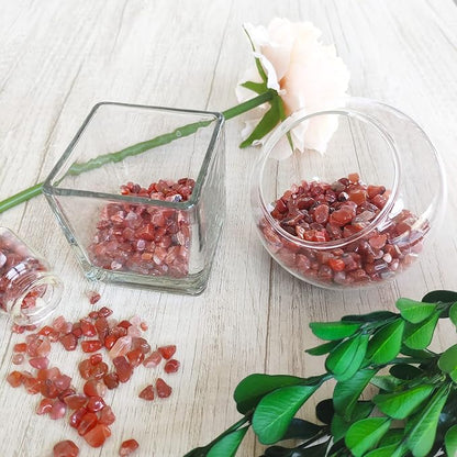 ZHIYUXI Carnelian Crystal Chips Bulk Fish Tank Gravel Vase Filler Stones Bulk Crushed Crystals Gemstone Polished Natural Quartz Healing Crystals Stone Glass Stones Fish Rocks