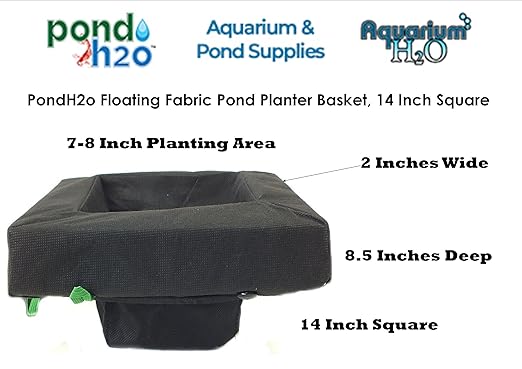 PondH2o Floating Aquatic Water Garden Pond Plant or Flower Fabric Planter Baskets, 10" Round & 14" Square, Floatable Aquatic Water Garden Pond Plant Islands for Ponds and Water Features | Value 2 Pack