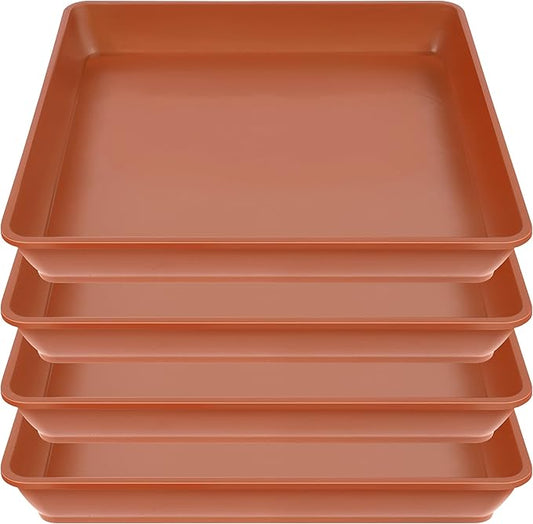 4 Pack Square Plant Saucer 16 Inch, Large Plant Trays for Pots, Heavy Plastic Plant Saucer,Deep Heavy Duty Plant Pot Saucers, Planters for Indoors and Outdoors Plants.