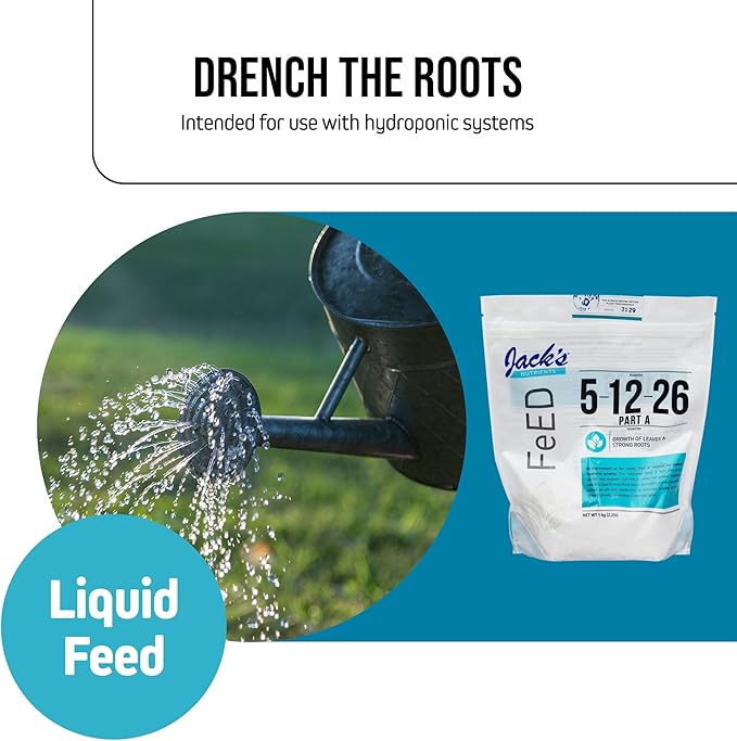 Jack's Classic Nutrients 5-12-26 Part A Water-Soluble Fertilizer for Growth of Leaves and Strong Roots in Plants Grown in Continuous Liquid Feed Programs, 2.2Lbs