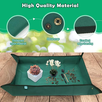 Oxford Fabric Plant Repotting Mat 43.3" x 29.5", Waterproof Gardening Transplanting Potting Mat for Indoor, with 7Pcs Succulent Plant Tools Kit with Tarp Cushion for Plant