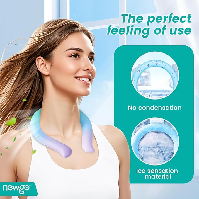 NEWGO Neck Cooling Tube Reusable Ice Cooler Cold Pack for Summer Heat, Ice Neck Ring for Outdoor Workers, Athletes, Sports Enthusiasts, Hot Flash Sufferers, Campers, Blue-Purple Gradient